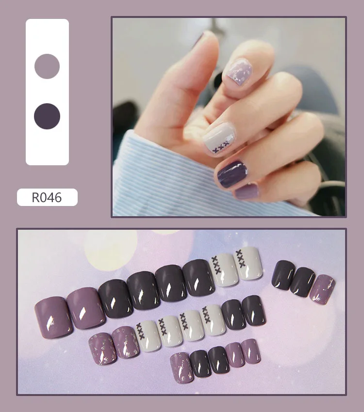 

newFake Nails Art Nail Tips Press on False with Designs Set Full Cover Artificial Short Packaging Kiss Display Clear Tipsy Stick