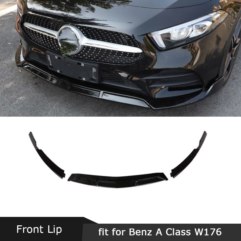 Передний спойлер для Mercedes Benz A Class W177 Sport A45 AMG 2019 2020 разветвители черный бампер из