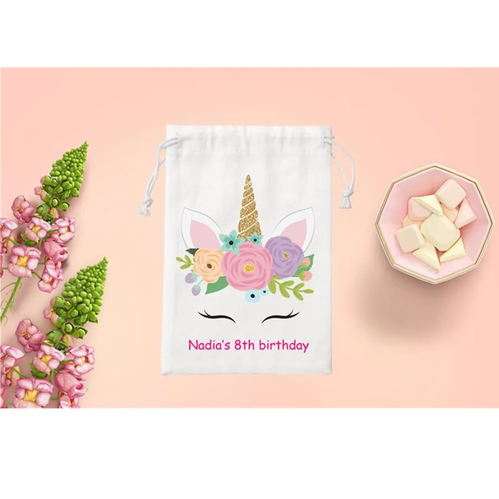 Хлопковая Сумка для дня рождения персонализированная Детская сумка вечеринки на