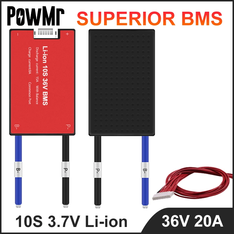 

PowMr 18650 Li-ion BMS 10S 3.7V 20A Lithium Battery Protection Board With Common Port For Battery Pack For Solar Panel