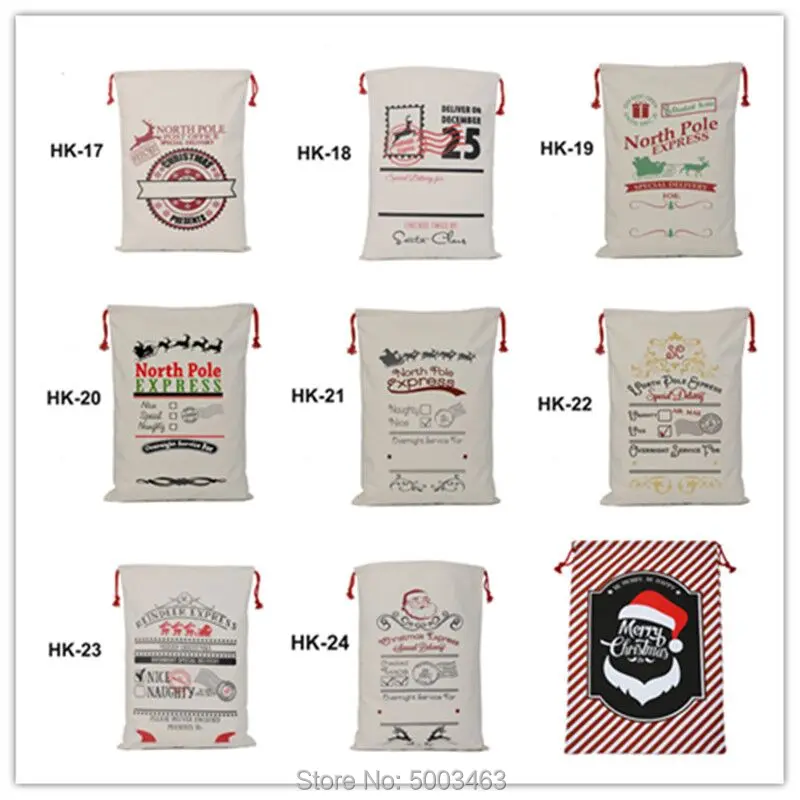 Christmas Bag 50pcs/lot 34 Styles Santa Sack Festive Party Kids Supplies Factory Wholesale For Canvas Bags Gift | Багаж и сумки