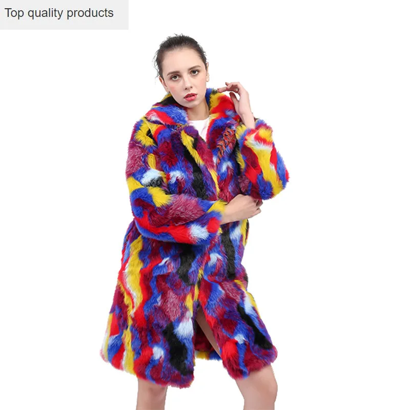 Пальто из искусственного меха женское пушистое теплое длинное пальто кроличьего