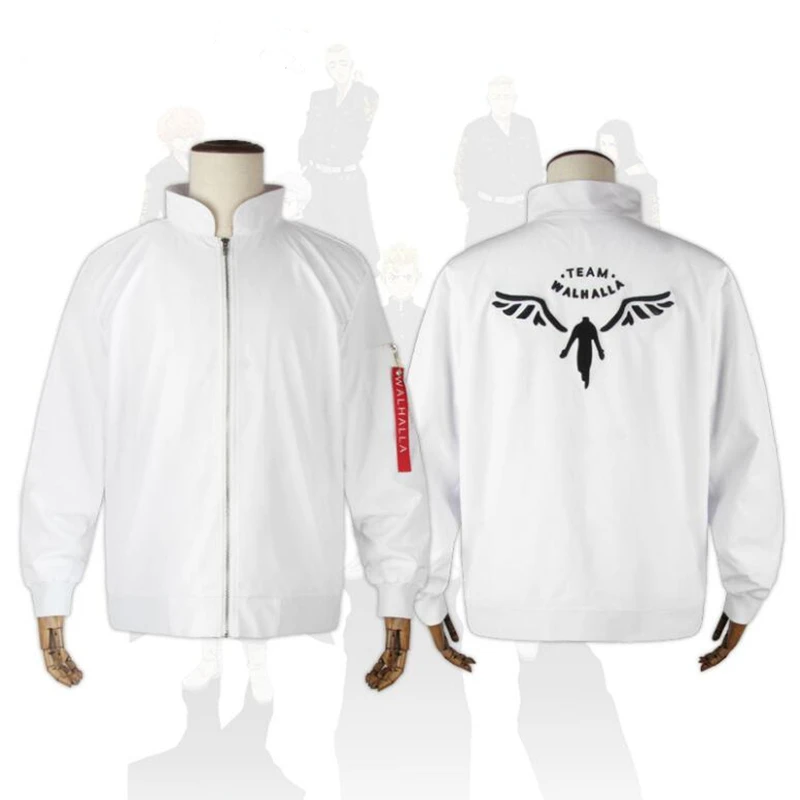 

Anime Tokyo Revengers Cosplay Costume Hanemiya Kazutora Walhalla Uniform Coat White Jacket Adult Men Embroidery