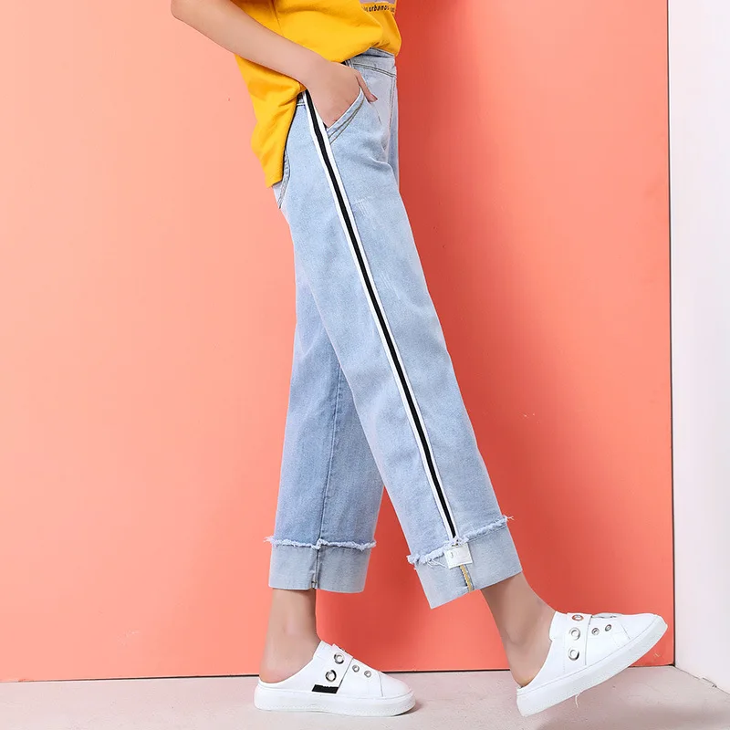 Loyalget джинсы для женщин большие размеры модные отбеленные с эластичной резинкой