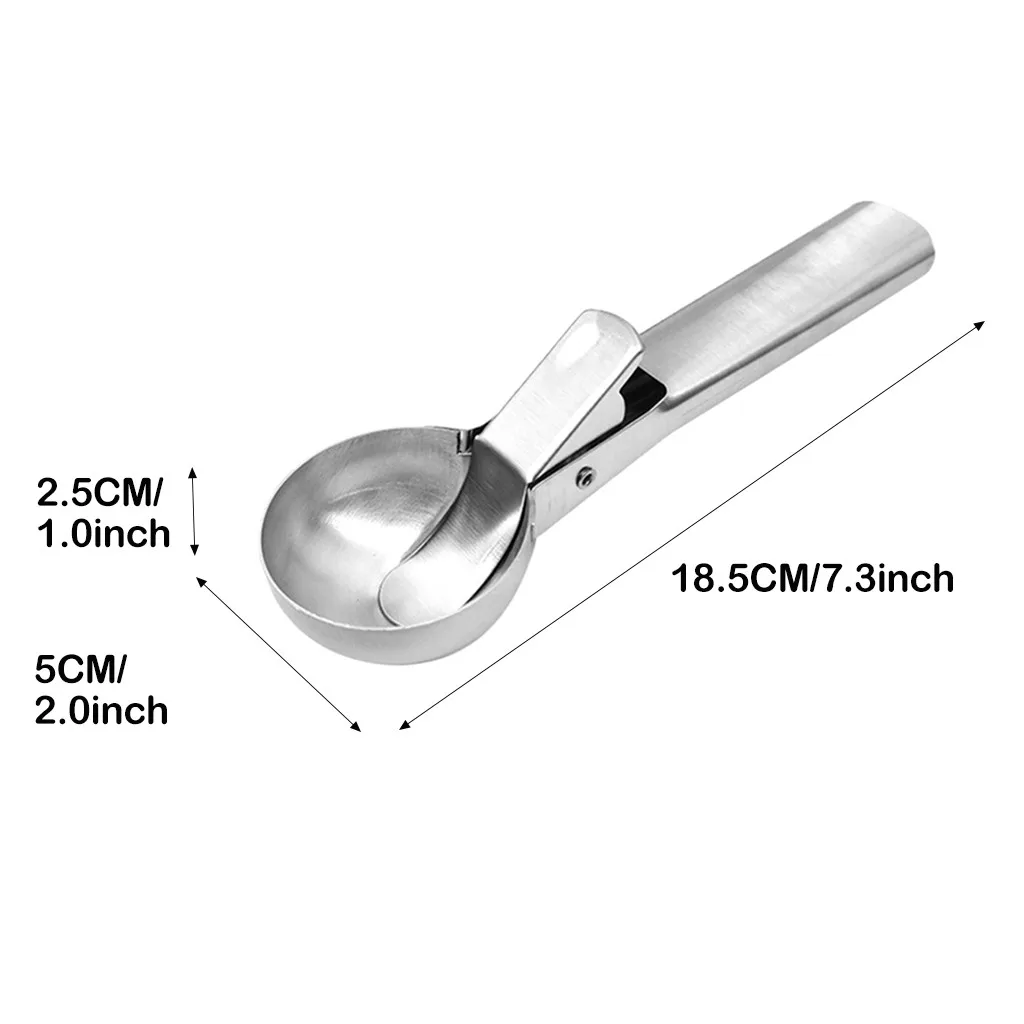 

Household Stainless Steel Ice cream Scoop Dessert Store Snowball Maker Anti Frozen Handle Press Trigger Spoon Scoop Up Ice Cream