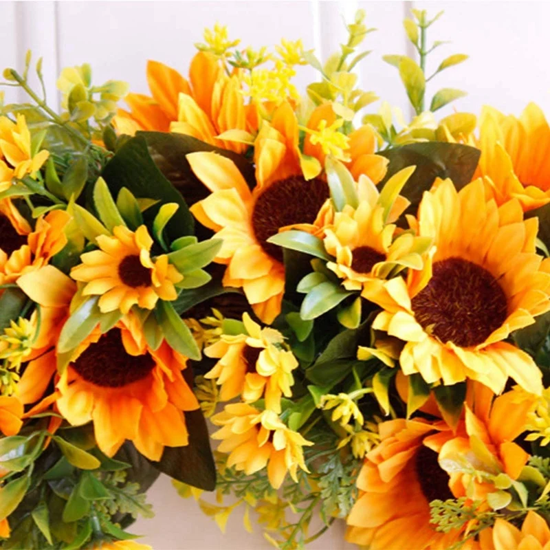 20 дюймовый Большой Фотофон для передней двери с зелеными листьями дверной венок