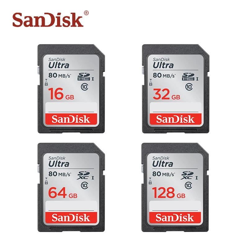 SanDisk SD карта памяти класс 10 128 ГБ 64 32 16 до 80 МБ/с./с|Карты памяти| |