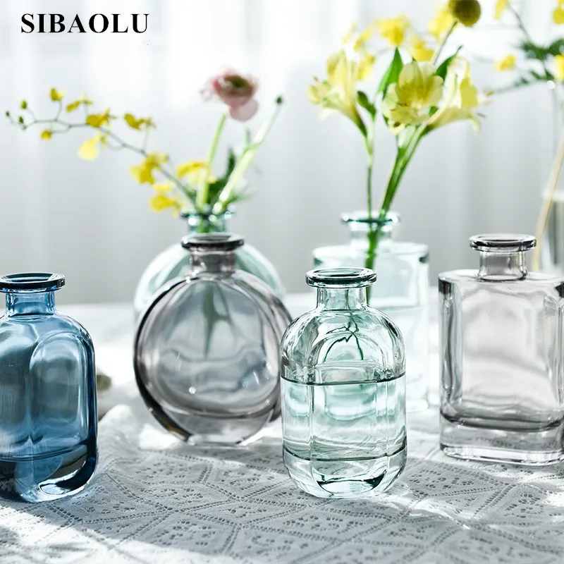 Скандинавская прозрачная ваза INS настольная Цветочная композиция маленькая