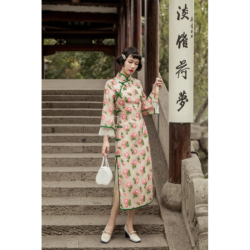 

Meadow, flower top ulara comfort all cardigan young girl wind restoring ancient ways of jacquard cheongsam