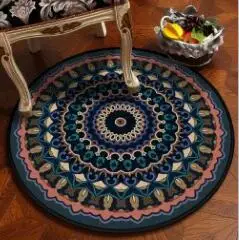 Diameter 100CM Национальный и классический стиль Мандала Круглый Пол Ковер Европейская классическая подвесная корзина украшение медитационная йога коврик Dia120cm - Цвет: Diameter 100CM