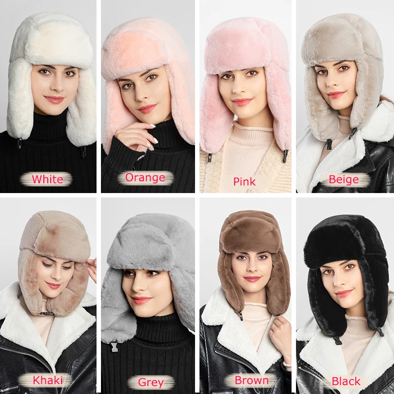 Женская зимняя шапка 2020 с откидным ушком искусственный мех искусственная кожа