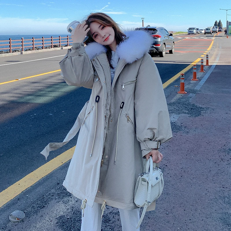 Winter Jacket Coat Winter Women's Down Jacket Fur Collar Hooded Parka Cotton Thick Warm Outwear Coats