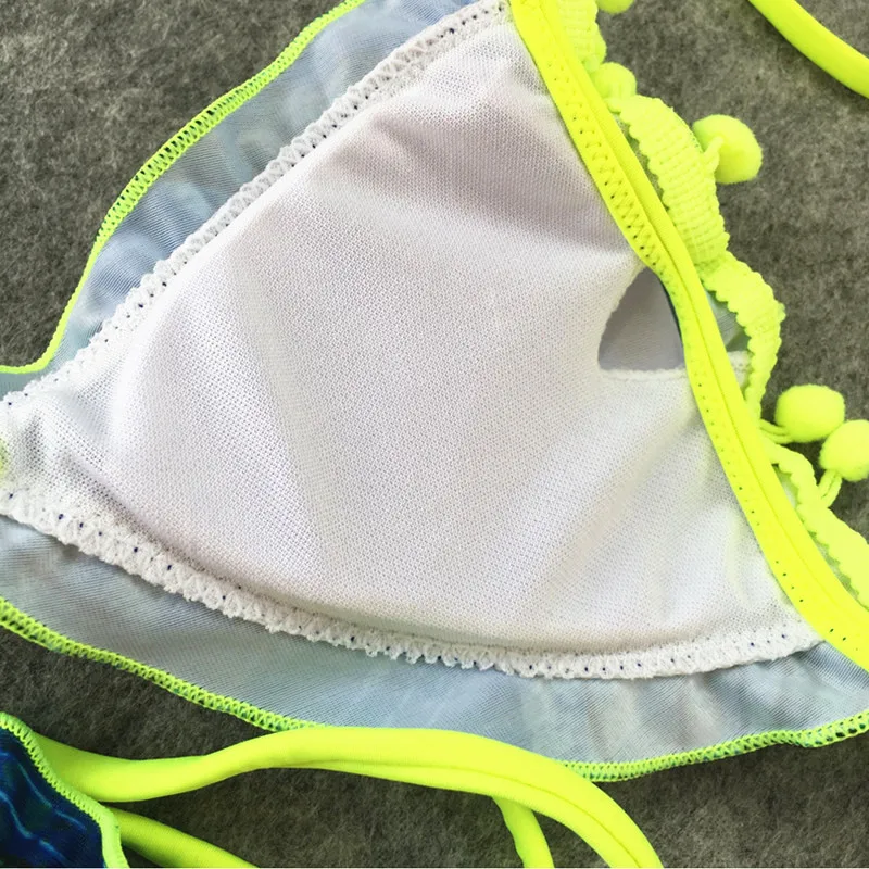 Новый бразильский комплект бикини с помпонами сексуальный купальник пуш-ап