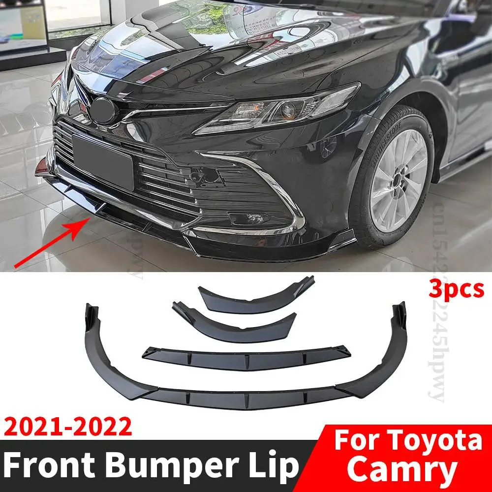 

Front Bumper Lip Lower Chin Carbon Fiber Look Body Kit Diffuser Spoiler Deflector Trim Accessories For Toyota Camry 2021 2022