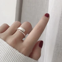 meyrroyu silver color new fashion simple round opening ring for women matte creative all match jewelry party prevent allergy