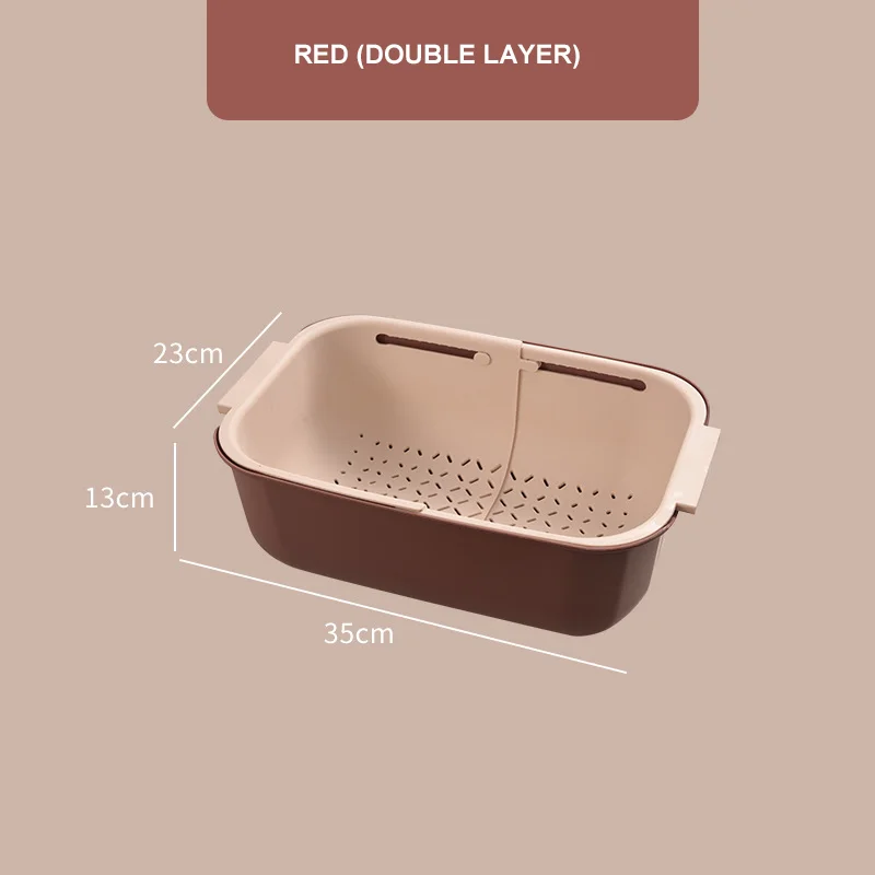 

Creative kitchen drain basket double-layer household vegetable and fruit basket sink plastic retractable hollow vegetable washin