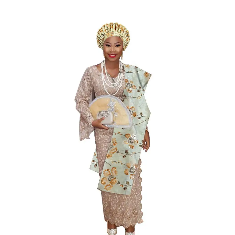 Нигерийский геле головной убор aso oke с плеча геле тюрбан для женщин - Цвет: as pic