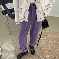 hzirip femme loose high quality 2021 plus size new straight solid warm chic corduroy all match wide pants stylish hot trousers