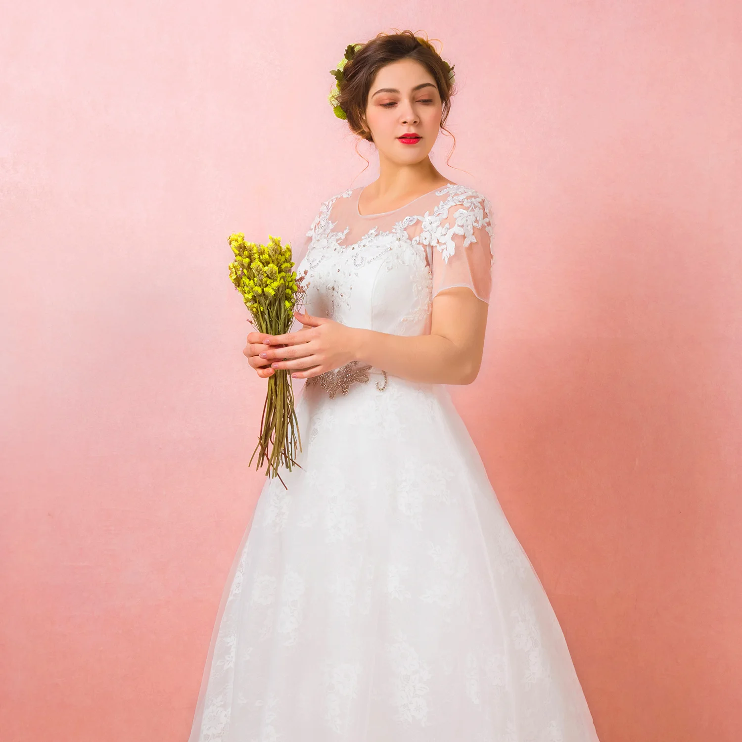 Роскошное белое Тюлевое кружевное свадебное платье размера плюс ТРАПЕЦИЕВИДНОЕ