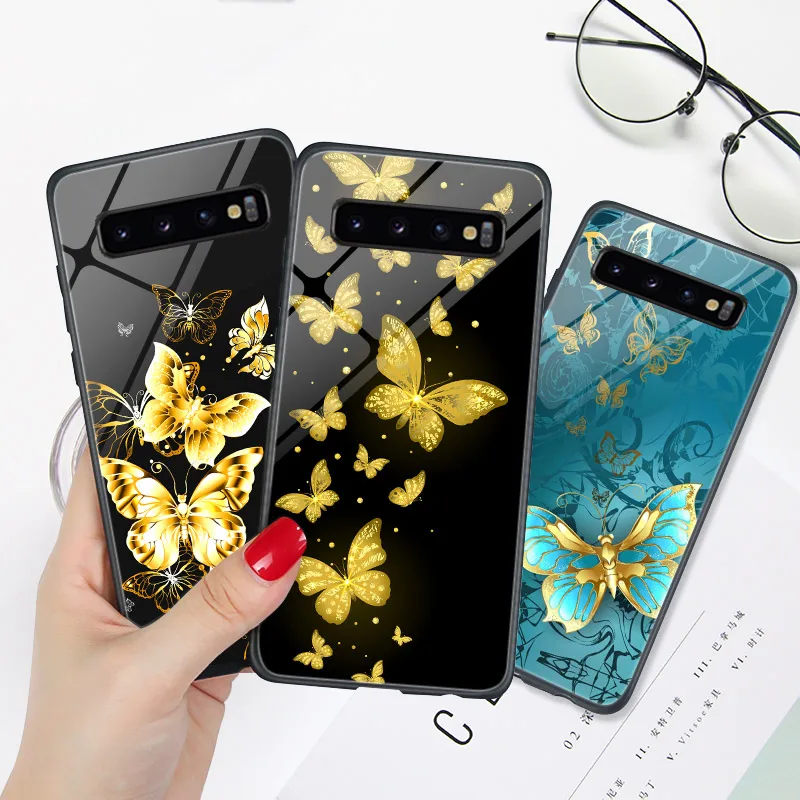 Глянцевый чехол с яркой бабочкой для Samsung Galaxy S10e S10 Plus Lite S8 S9 S7 Edge S6 S20 Ultra +