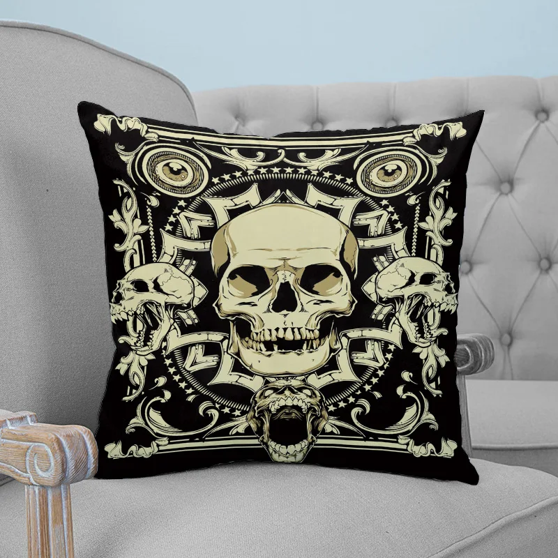 

Наволочка с принтом черепа террора, плюшевая, наволочка для ткани, декоративная подушка для дома, лидер продаж