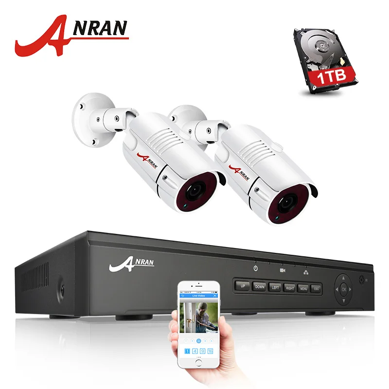 2 Cameras Kit ANRAN CCTV камера система 4CH/8CH POE NVR комплект 48V ONVIF камера видеонаблюдения система HD IP Камера уличная система видеонаблюдения - Цвет: 2 Cameras Kit