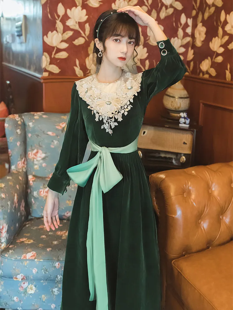 2020 Новая мода Женская одежда винтажное платье женское зимнее |