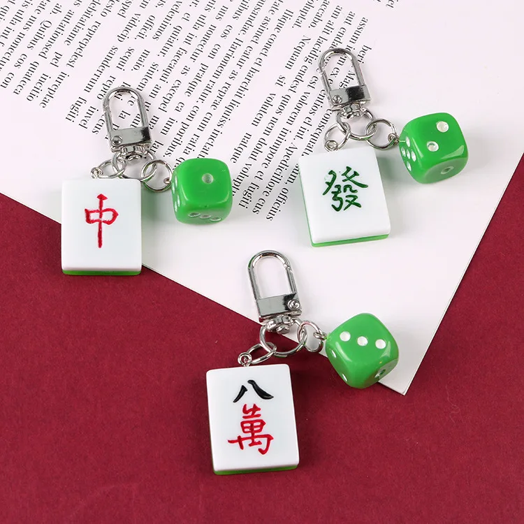 

1pc Lovely mahjong keyrings Chinese Traditional Funny trinkets pendant keychains