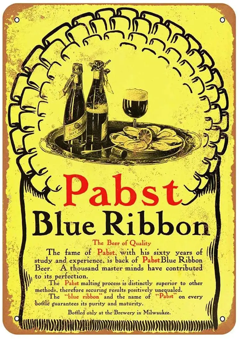 

Diuangfoong 1905 Pabst Blue Ribbon Beer Vintage Look Metal Sign 12"×8"