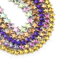 68mm natural stone bluegoldpurple pentagram star hematite beads loose spacer beads for jewelry bracelet necklace making diy