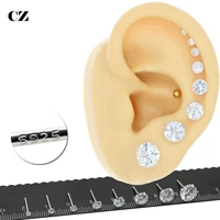 1 pair classic stud earrings cz zircon ear piercing ear jewelry for men boys women girls pendientes mujer piercing oreja