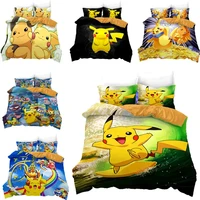 pokemon pikachu sheet anime cartoon printing bedding childrens bedroom bed cover 3pcs2pcs