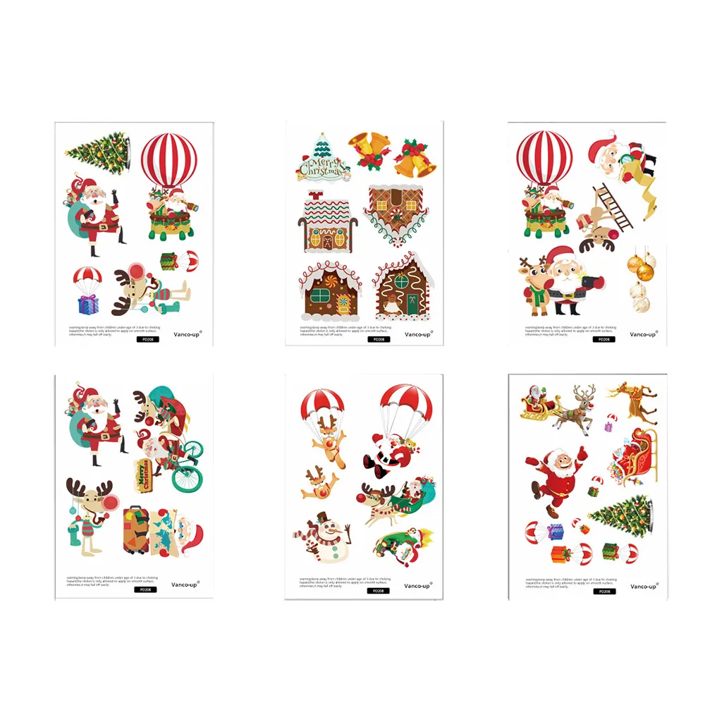 6 шт./кор. Рождественская декоративная наклейка Санта-Клаус в форме конверта