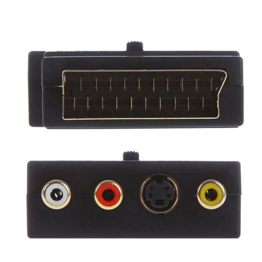 Адаптер SCART с AV-блоком на 3 RCA Phono Composite S-Video переключателем In/Out Scart адаптер SVHS для