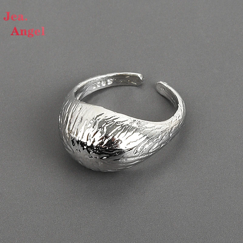 

Jea.Angel 925 серебро Instagram Несимметричное вогнутое выпуклое кольцо женское минималистичное Открытое кольцо с золотыми линиями из фольги с узоро...