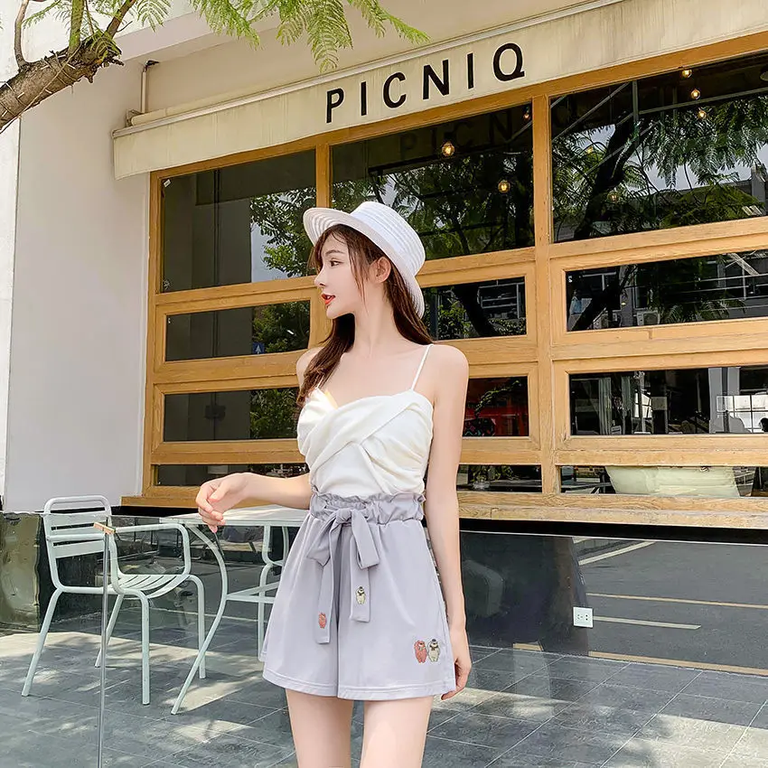 

KK977 Women's casual pants summer students Korean style loose and thin wide-leg shorts