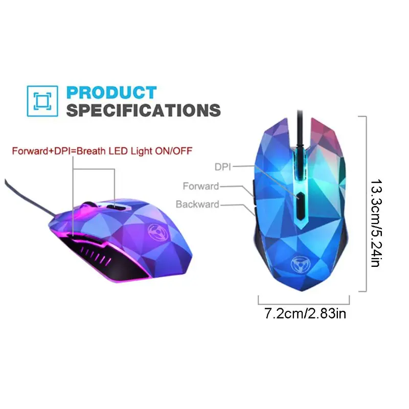 

Diamond Edition Gaming Mouse Wired Mouse Gamer Optical Backlight Mouse for Computer Laptop N1HD