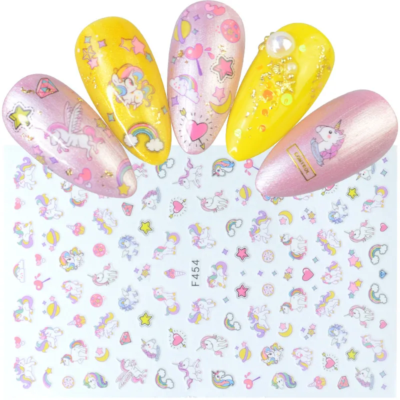 1 лист 3D наклейки для ногтей клейкие цветы листья геометрия фрукты десерт дизайны