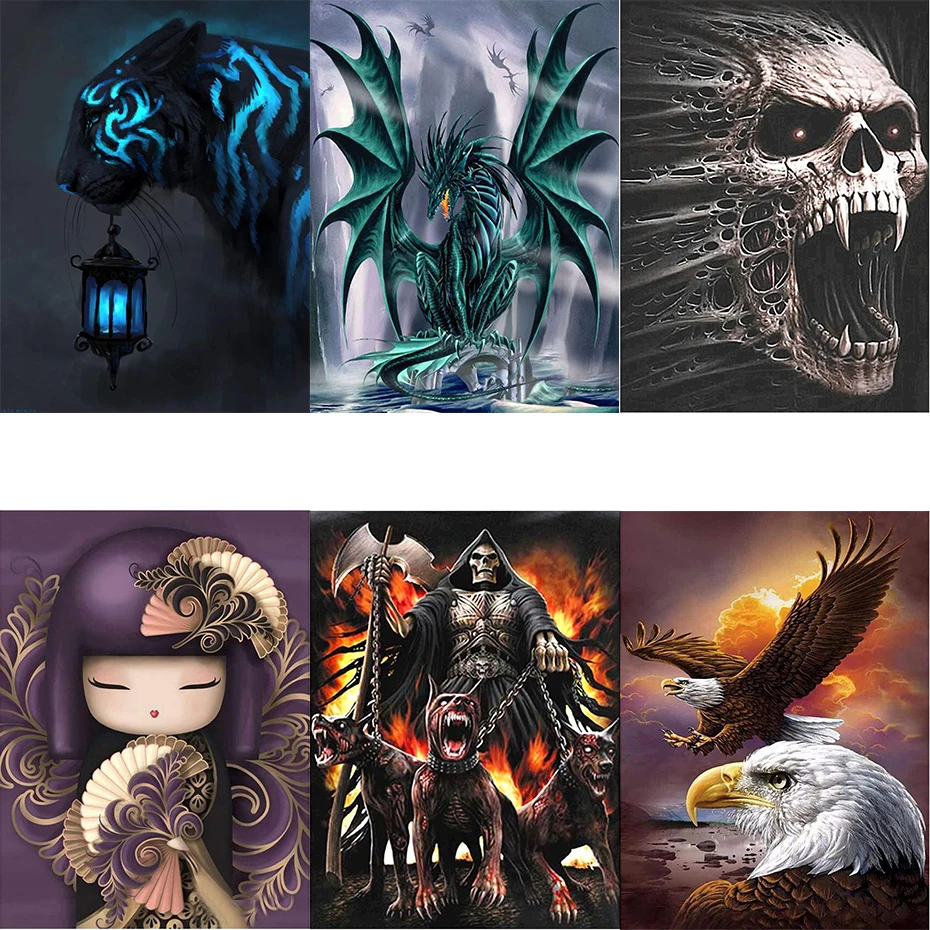 

CROSS Skeleton Ghost Tiger Dragon Diy Painting By Numbers Canvas Paint Wedding Decoration Art Picture Gift Fashion Home Decor