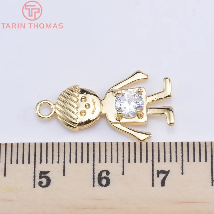 

6PCS 15x24MM 24K Gold Color Plated Brass with Zircon Boy Angel Pendants Charms High Quality DIY Jewelry Making Findings