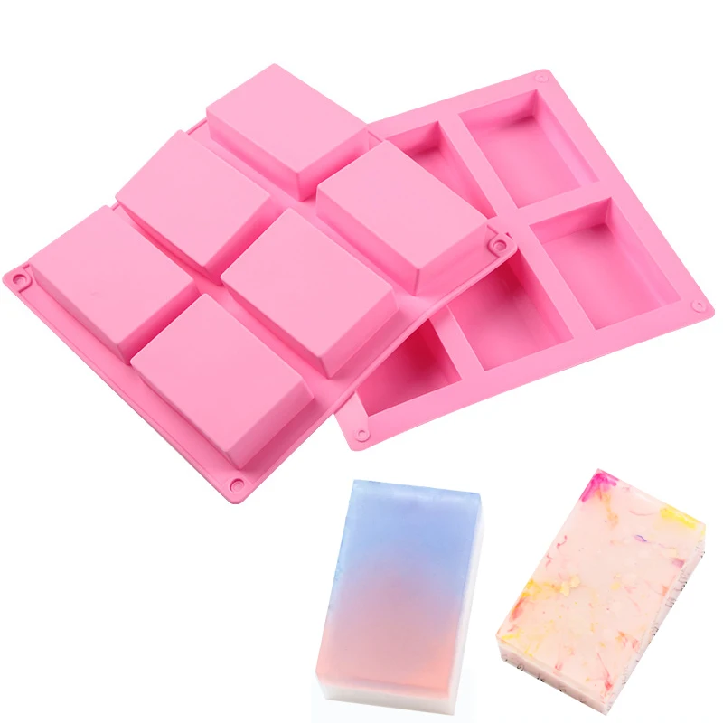 6 Полость силиконовая форма для изготовления мыла 3D простая прямоугольная DIY