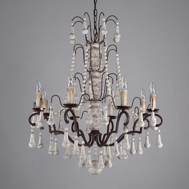 UMEILUCE американская винтажная Деревянная люстра 8 ламп Ретро Железный подвесной