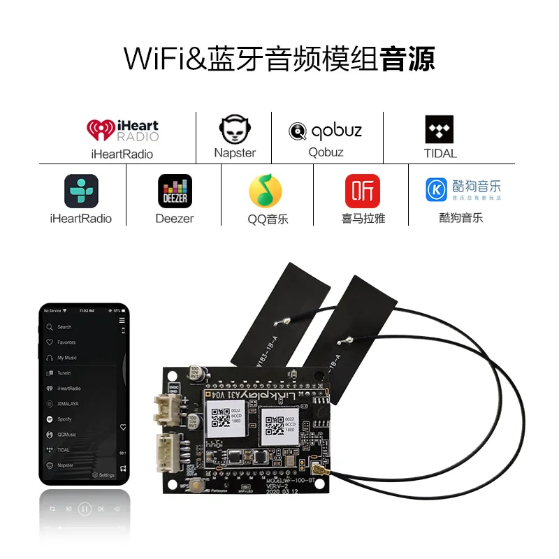 

Smart Home 2.4G WiFi Audio Module Bluetooth 5.0 Audio Receiver Support Airplay DLNA Spotify For Wireless Speaker Amplifier
