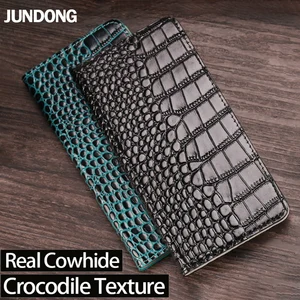 Genuine Leather Flip Phone Case For Nubia Z9 Z11 Max Z17 Mini S Z17s N1 N2 N3 M2 Lite V18 Cover Magnetic Crocodile Wallet Bag
