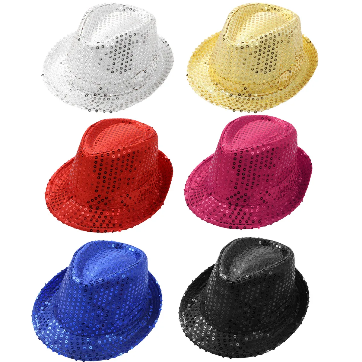 Sequins Hip Hop Jazz Dance Fedora Hat Kids Boys Girls Street Dance Cap Children Party Showing Stage Performance Jazz Dancewear