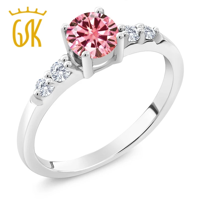 Драгоценный камень 925 Серебряное кольцо розовый создан Moissanite Лаборатория Grown Diamond