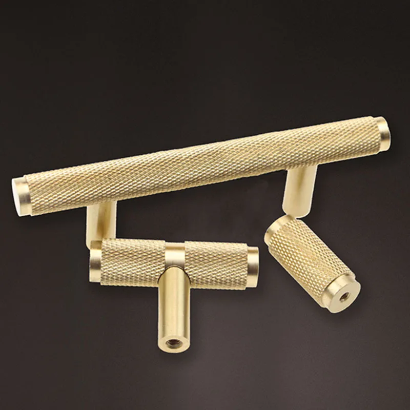 Длинные латунные накатанные/текстурированные простые ручки для кухонного шкафа