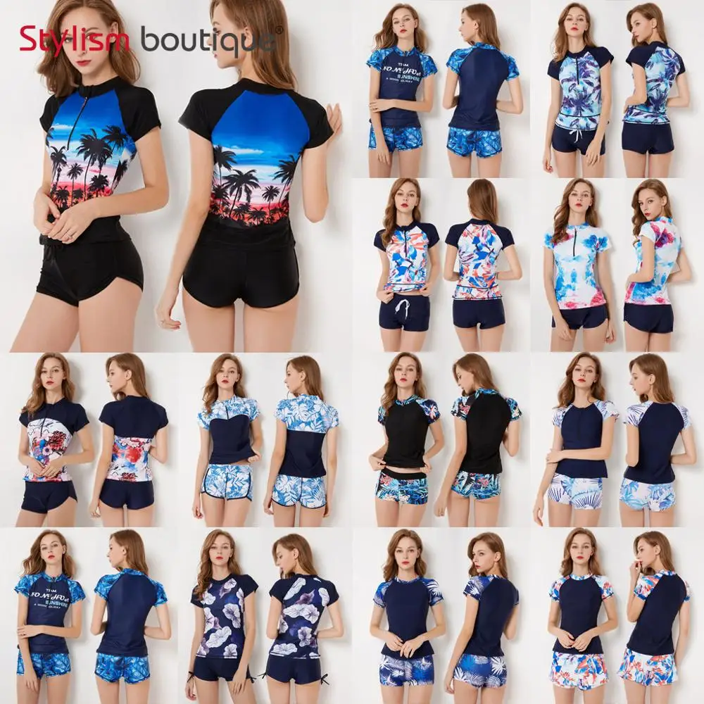 Плюс размер купальники для женщин из двух частей купальный костюм с коротким