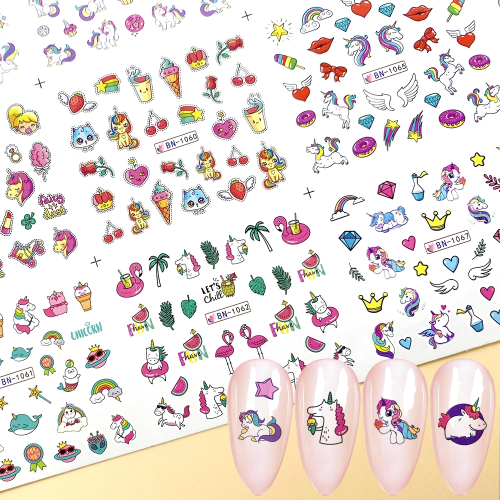 12 видов конструкций наклейки для ногтей Водные Наклейки милые Мультяшные буквы