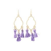 winter new arrived hot selling hollow 3 cotton colorful tassel drop earring for women girls fashion retro jewelry accessories